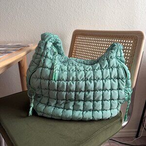 mint green puffer shoulder bag